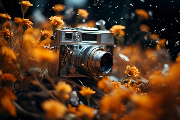 high texture quality photo of biomechanical astronaut meditating in a meadow of flowers golden hour