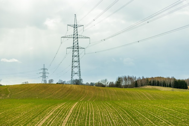 High voltage electricity pylons and power lines