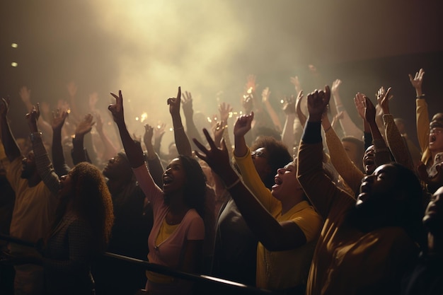 Highangle shot of a gospel worship team raising Generative ai