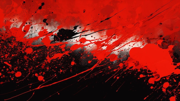 A highcontrast background with splashes and drips in black and fiery red