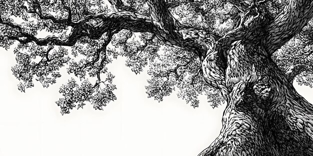 Photo highcontrast black and white illustration of a tree