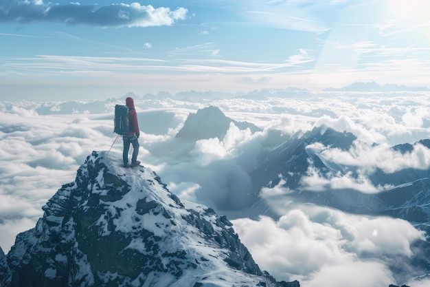 Highcontrast image of triumph in mountainous landscape scenery