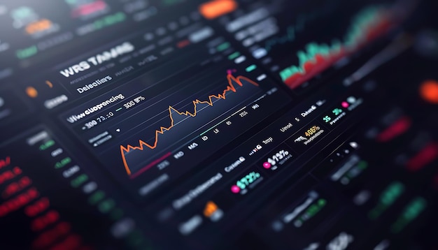 Photo highdefinition closeup of a stock tracking app interface highlighting dynamic stock price movements and comprehensive analytics