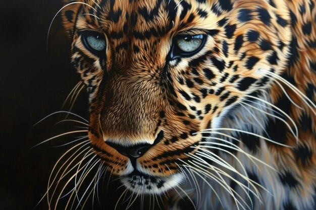 Highdetail image showcasing the captivating gaze of a majestic leopard