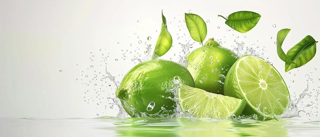 HighDetail Realistic Fresh Lime on White Background