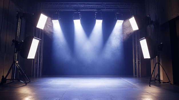 Photo highefficiency lighting ramp featuring powerful spotlights perfect for theater productions and event staging