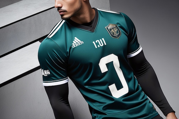 Photo a highend luxury version of a football jersey describe how premium materials