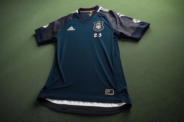 Photo a highend luxury version of a football jersey describe how premium materials