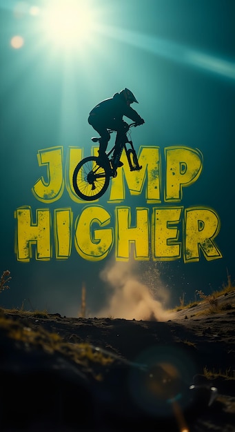 Photo highenergy cinematics bikers epic stunt with jump higher in grainy film style