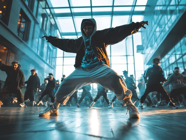 Photo highenergy hip hop dance battle in action