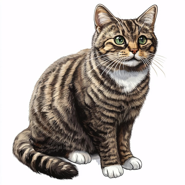 Photo highlander cat illustration on white background