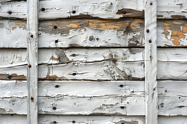 Highlighting close up of an old wooden wall with visible wood grain and nails white in color backg