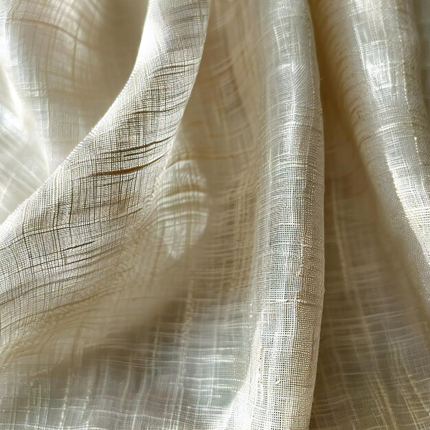 Highlighting white linen fabric texture background beige color