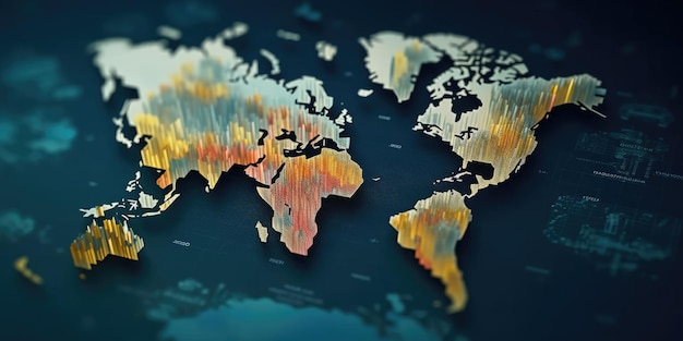 Highly detailed 3D world map with city building and dynamic lighting AIG35