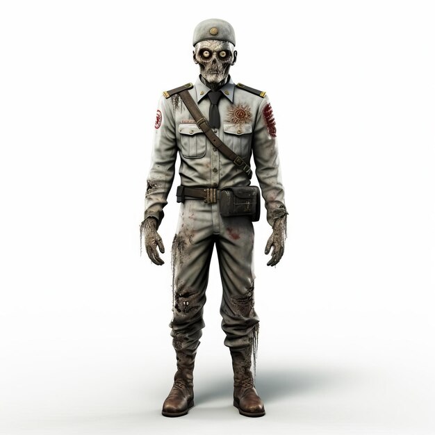 Highly Detailed 3d Zombie Lance Corporal On White Background