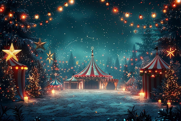 Highly detailed Christmas background with a starry night sky