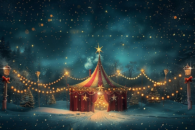 Highly detailed Christmas background with a starry night sky