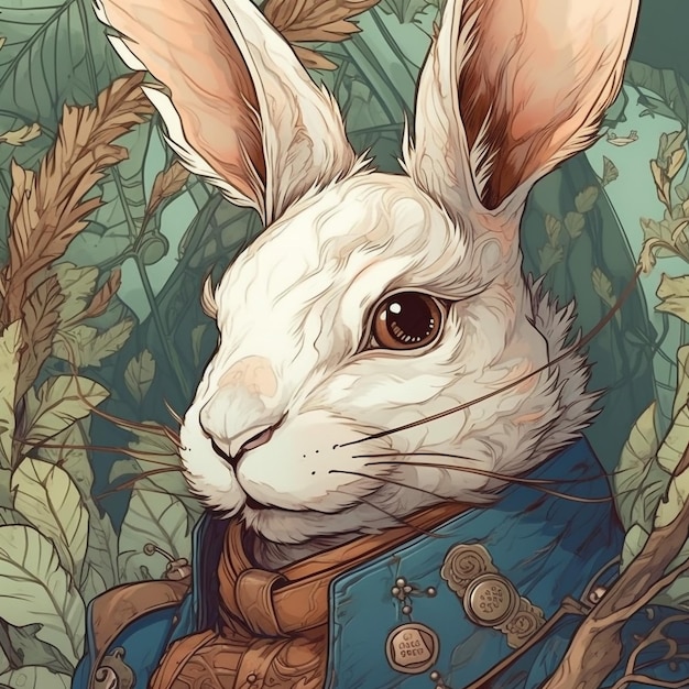 highly detailed cute rabbit very detailed head comic concept