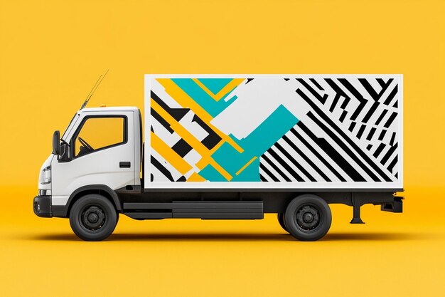 Photo a highly detailed editable truck mockup perfect for showcasing branding ai photo