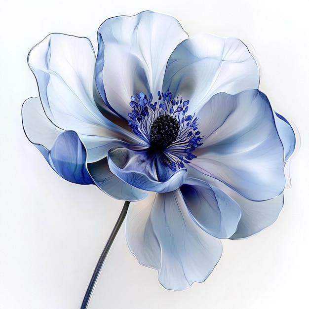 Highly Detailed Flower on White Background