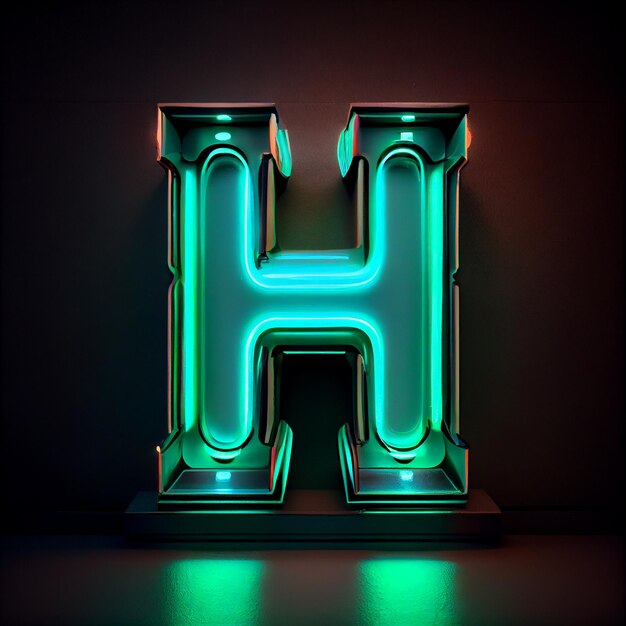 Highly detailed neon tube sign with the letter H Generaing Ai