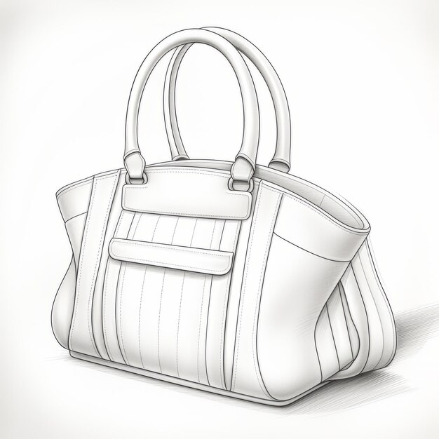 Photo highly detailed white purse drawing with meticulous design