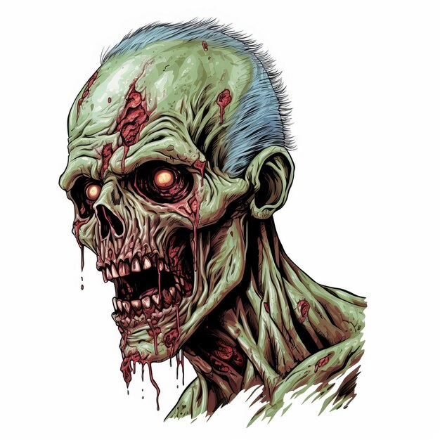 Photo highly detailed zombie illustration with colorful moebius style