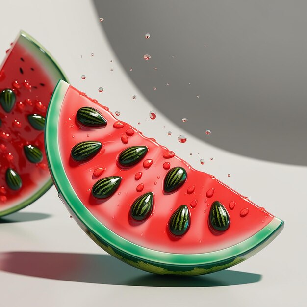 Photo a highly realistic 3d glossy plastic watermelon