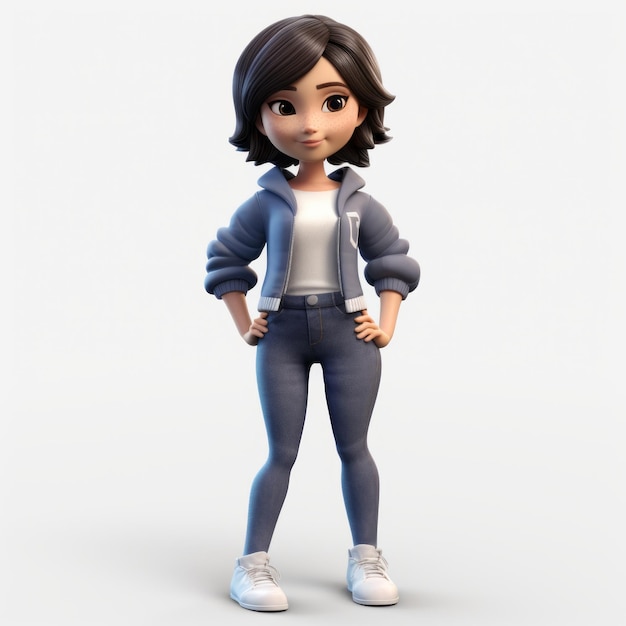 Highly Realistic 8k Resolution 3d Render Of Olivia In Jeans And Sneakers