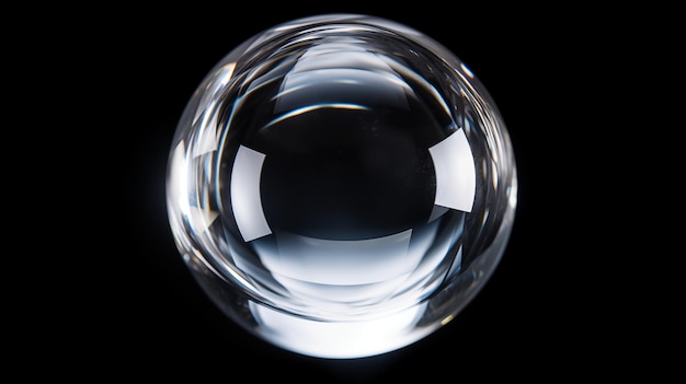 Photo a highly transparent and reflective glass sphere