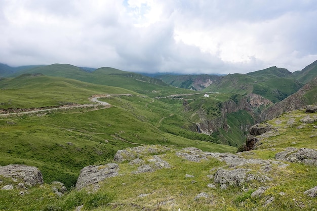 The highmountain road to the tract of JilySu Caucasus KabardinoBalkaria Russia