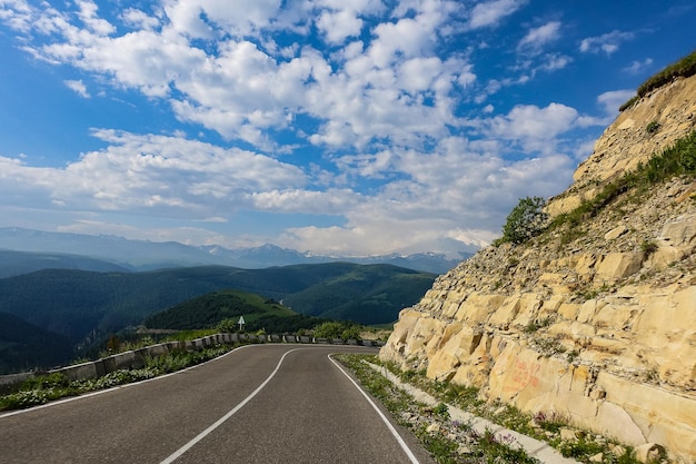 The highmountain road to the tract of JilySu Caucasus KabardinoBalkaria Russia