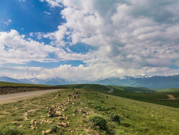 The highmountain road to the tract of JilySu Caucasus KabardinoBalkaria Russia