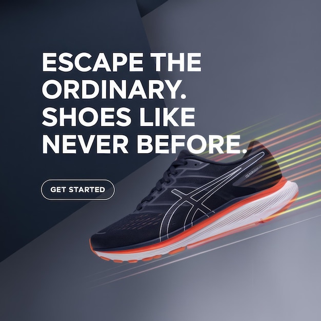 Photo highperformance sneaker social media design on a bold background