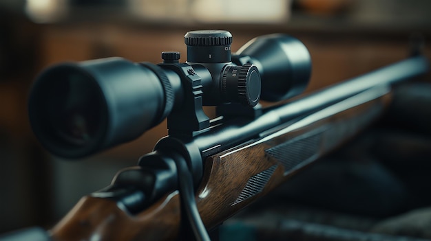 Photo highprecision pneumatic rifle with optical scope