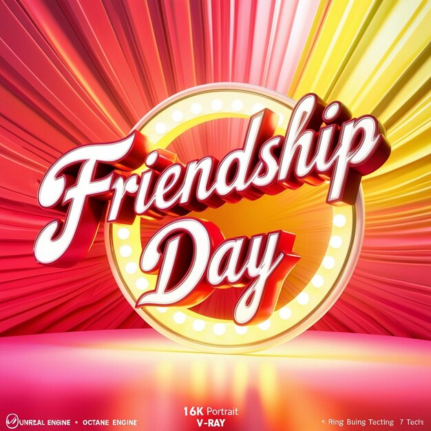 HighQuality 16K 3D Typography for a Colorful Friendship Day Greeting