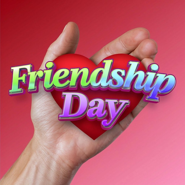 Photo highquality 16k 3d typography for a colorful friendship day greeting