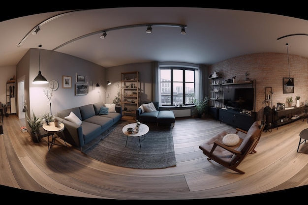 HighQuality 360 Interior View of a Cozy Studio Apartment