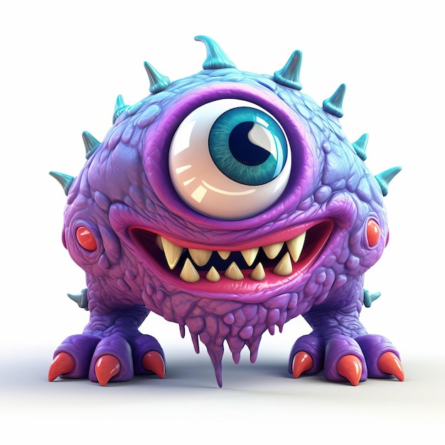 Highquality 3d Isometric Model Of A Unique Monster With Three Eyes