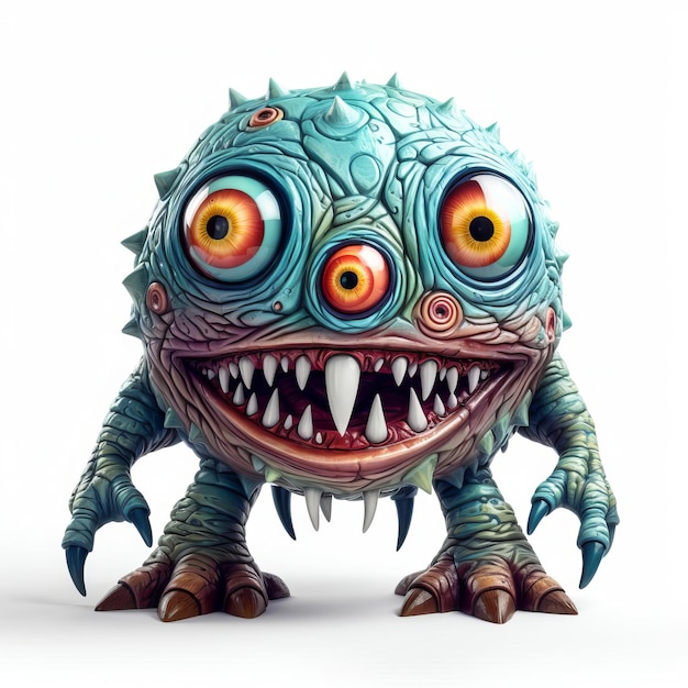 Highquality 3d Isometric Model Of A Unique Monster With Three Eyes