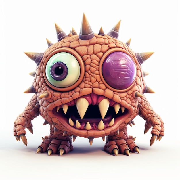 Highquality 3d Isometric Model Of A Unique Monster With Three Eyes