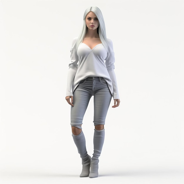 Photo highquality 3d model of ashley on white background