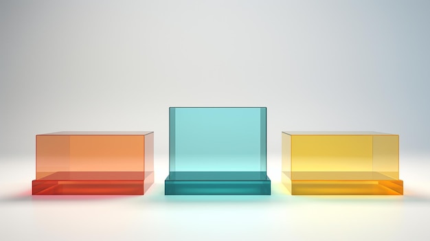 Highquality 3D podium in four translucent colors with realistic lighting