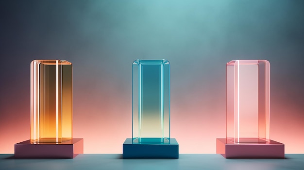 Highquality 3D podium in four translucent colors with realistic lighting