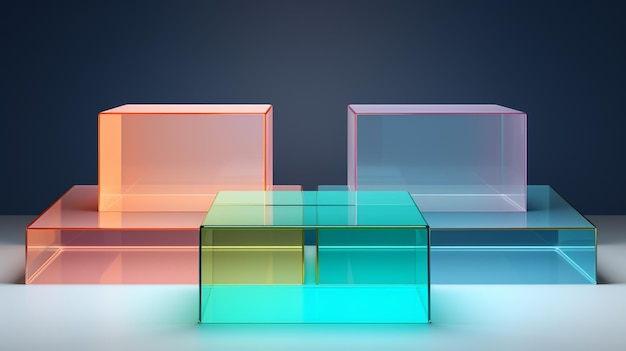 Highquality 3D podium in four translucent colors with realistic lighting