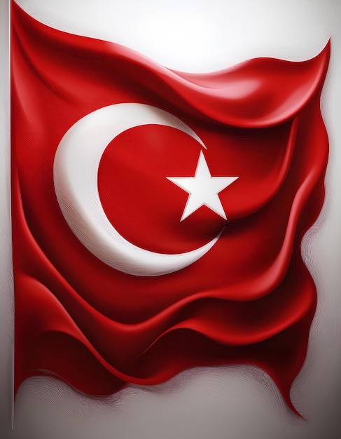 Highquality 3D render of a minimalist Turkish flag with a clean white surface deep black 29 ekim