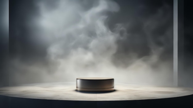 Highquality 3D render of a stylish podium with gentle vapor