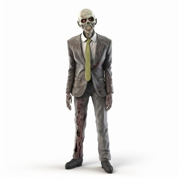 Highquality 3d Zombie In Suit Isolated On White Background