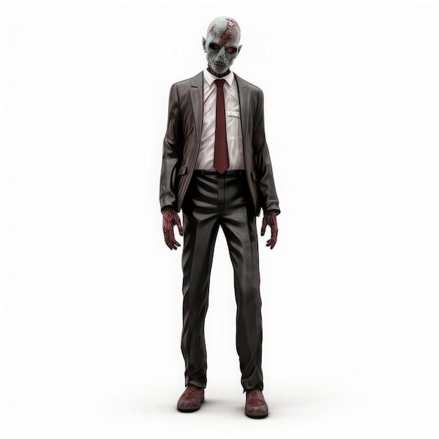 Highquality 3d Zombie In Suit Isolated On White Background