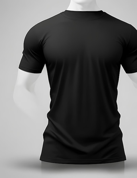 HighQuality Black Blank 3D TShirt Front View Mockup for Apparel Design and Branding Presentation